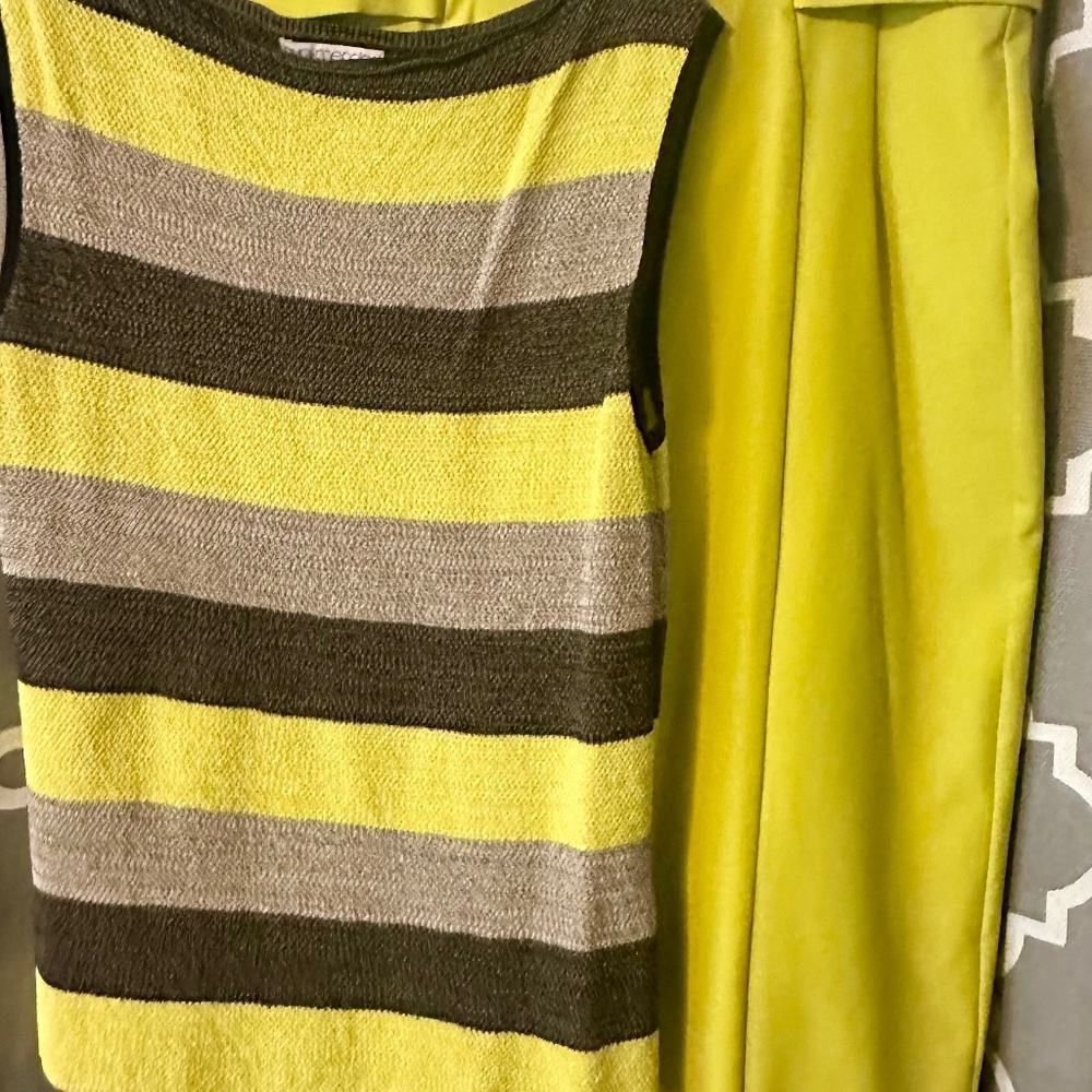 Eva Mendez chartreuse skirt set